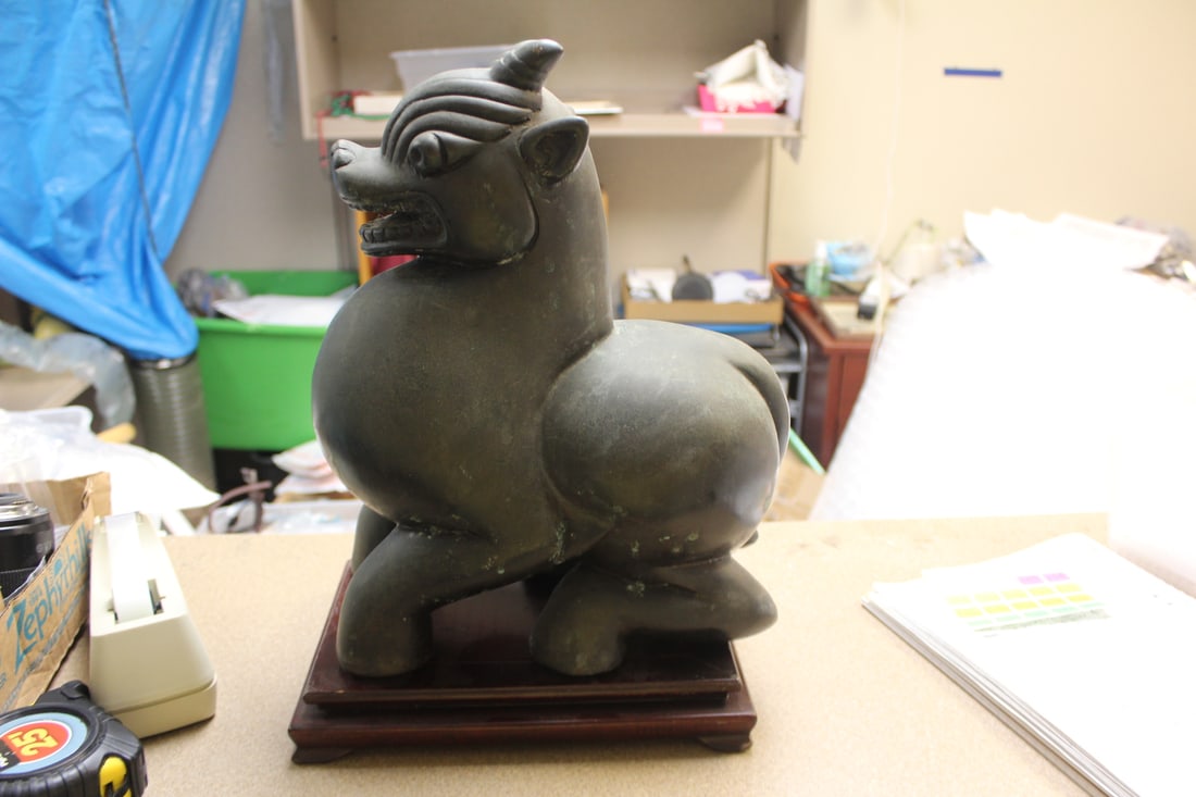 Contemporary Metal Beast on Stand: heavy - 12 3/4" tall without the stand