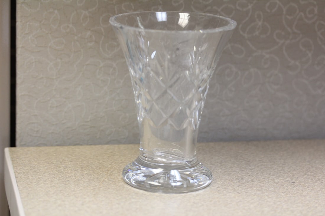 Cut Glass Cup: please note: some edge roughness - 5" tall