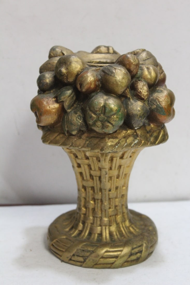 A Gold Gilted Candle Holder: 7 1/2" tall