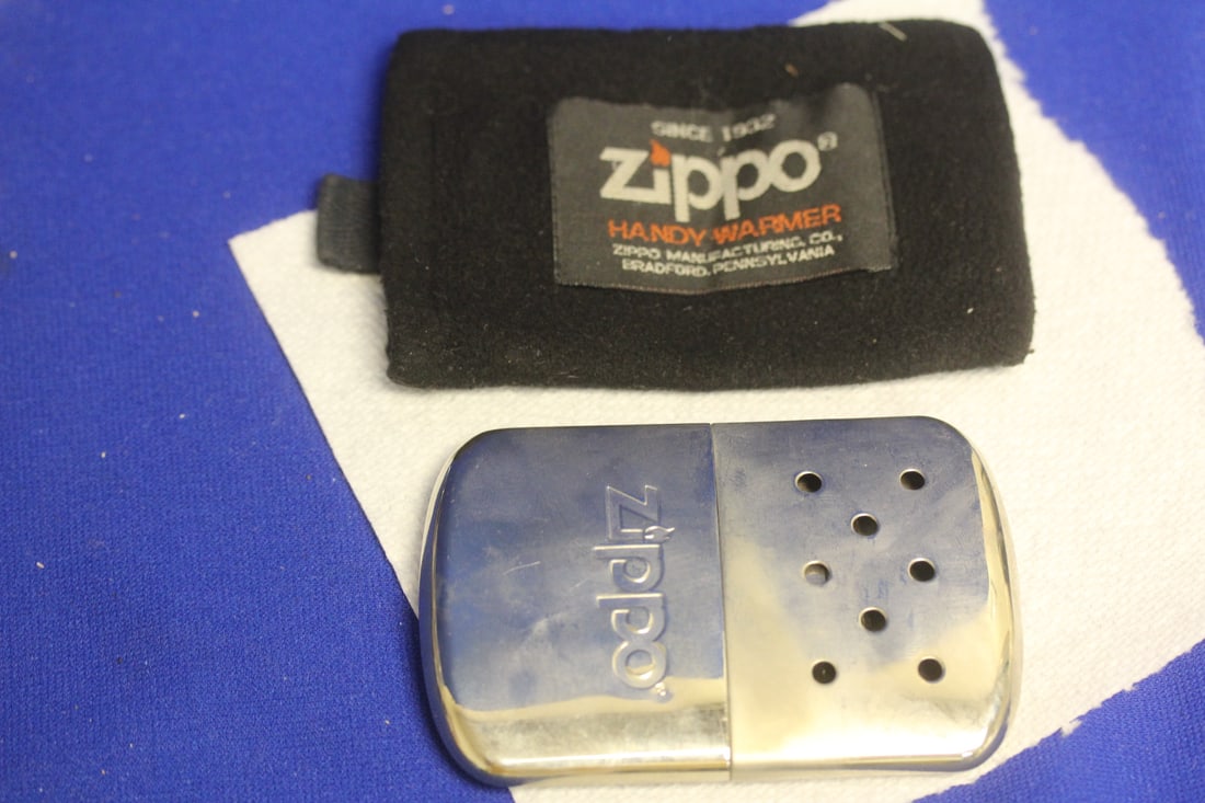 Large Zipo Lighter: with pouch - appeared to be never used