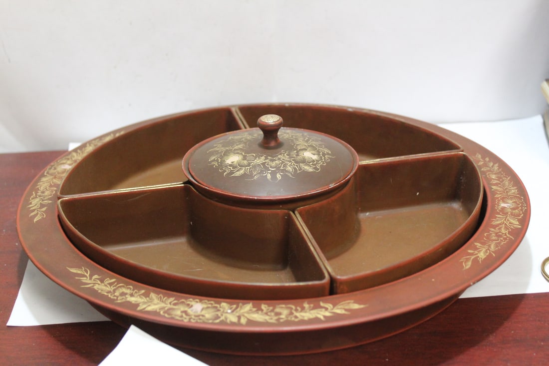 A Ceramic Japanese Sweet Tray: 13 1/2" in diameter - with lid