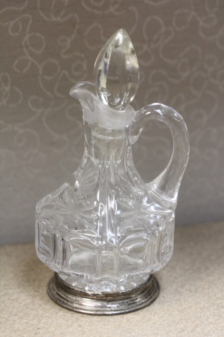 Sterling Rim Cruet: 6 3/4" tall