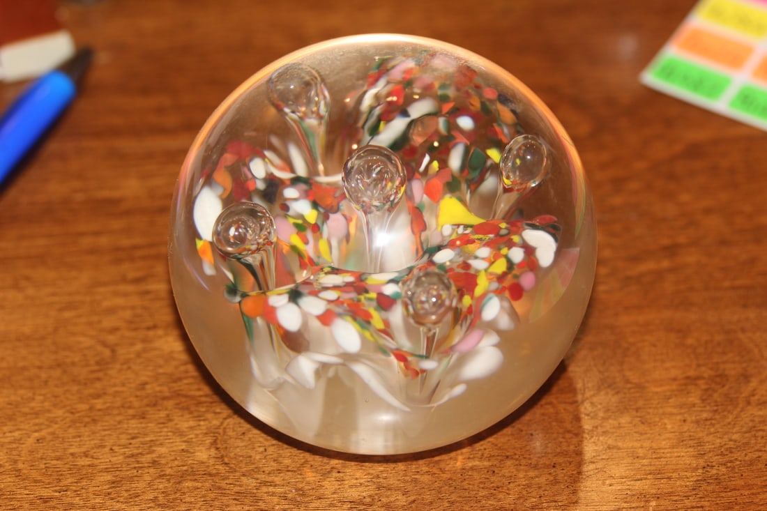 Art Glass Paperweight: 3 1/4" in diameter