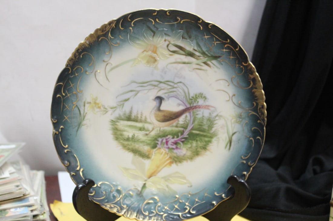 A Ceramic Austrian Pheasant Plate: 8 7/8" in diameter
