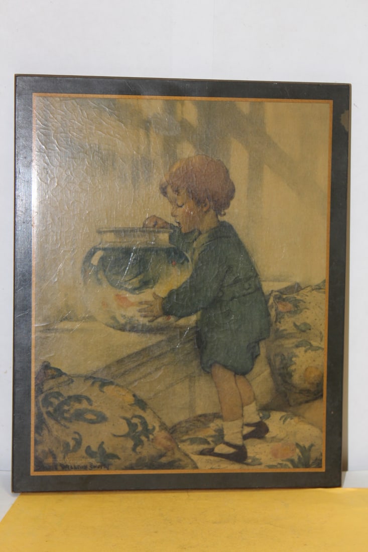 A Print on Wood Panel: 10 7/8" x 8 7/8"