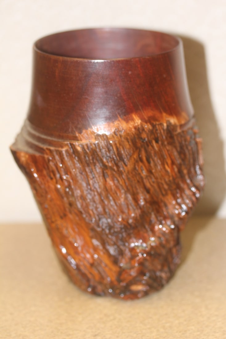 Well Carved Wooden Cup: 6 inches tall