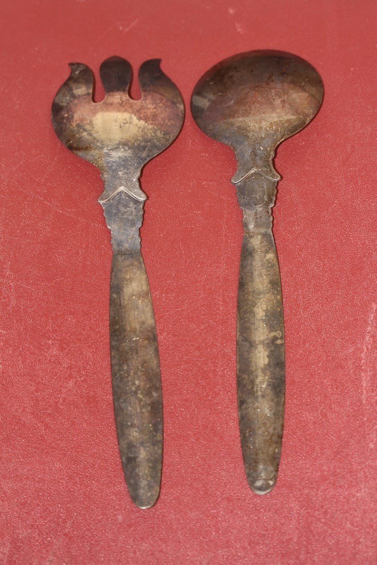 Silverplate Serving Spoon and Fork Set - 2