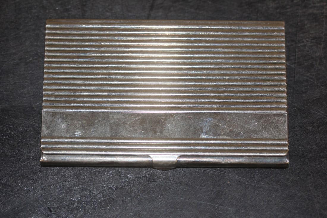Vintage Silverplate Card Case: 3 3//4" across