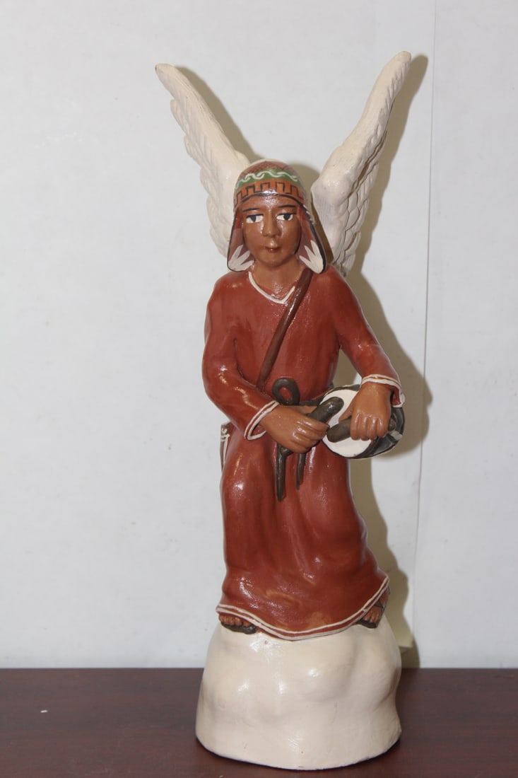 A Peruvian Pottery Angel: 11 1/2" tall