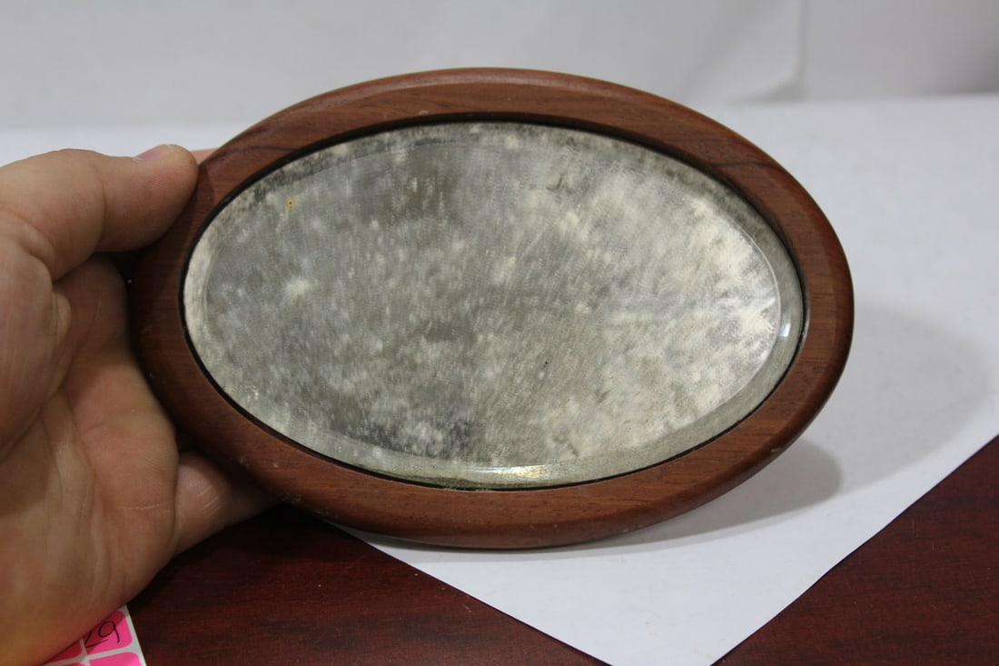 A Portable Vintage Mirror: needs cleaning - 5 3/4" in diameter