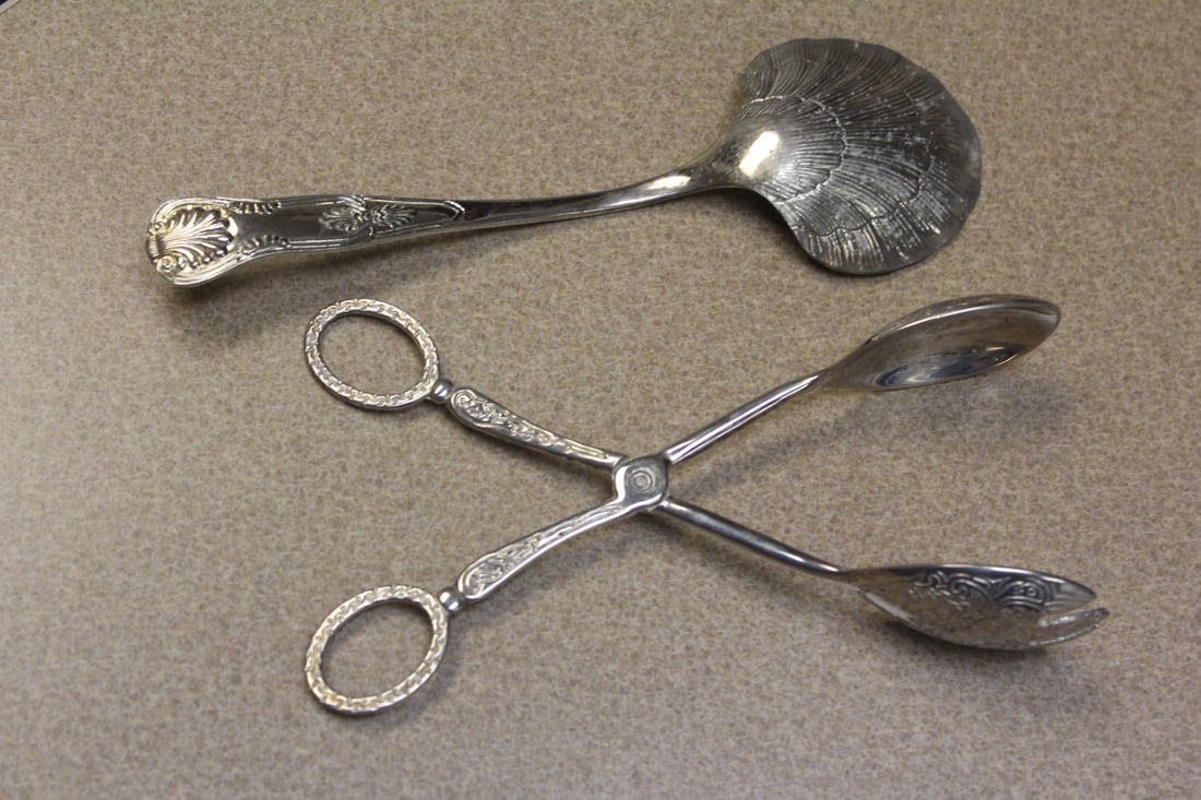 Silverplate Serving Spoon and Grapper - 2