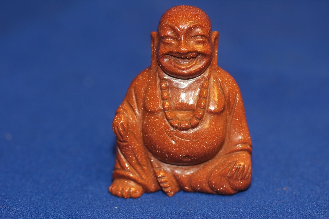 Asian Gold Stone Buddha: 2 1/2" tall