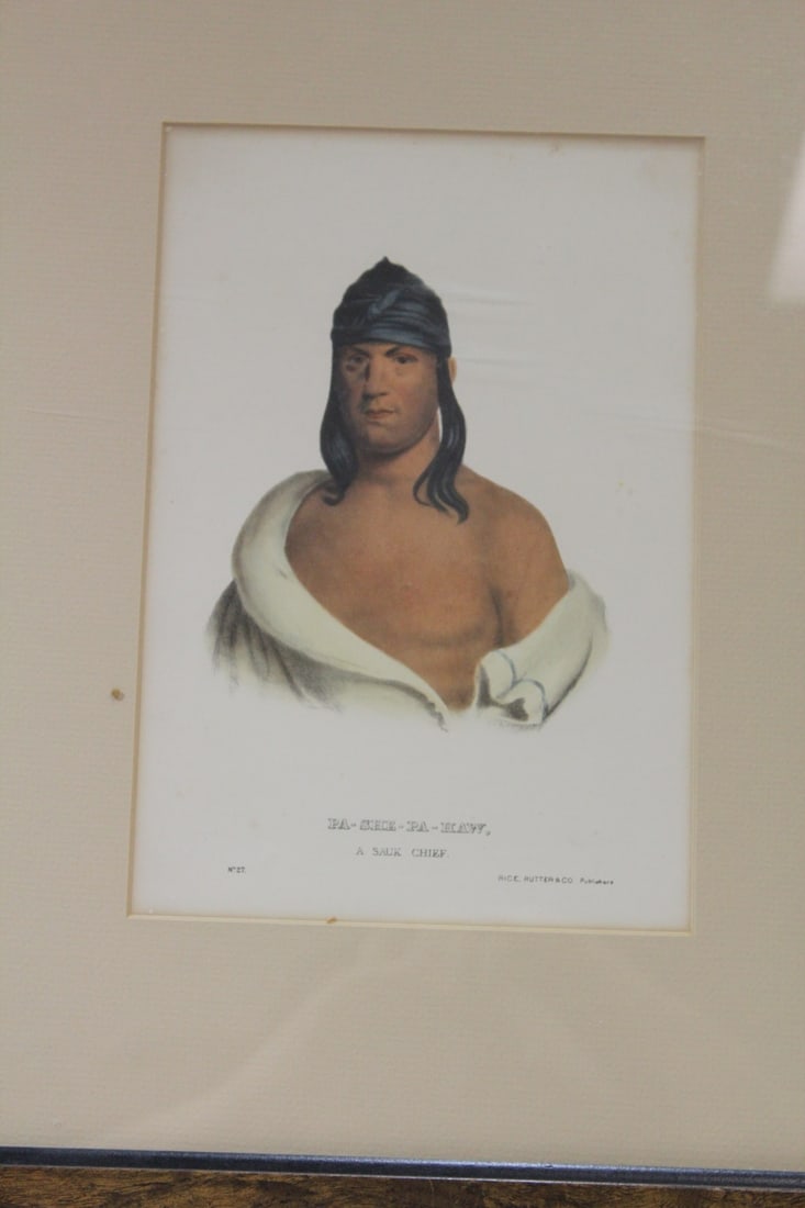 A Native American Print: Pa-She-Pa-Haw: overall= 14 3/4" x 17 7/8" - sight= 6 3/4" x 10" - framed