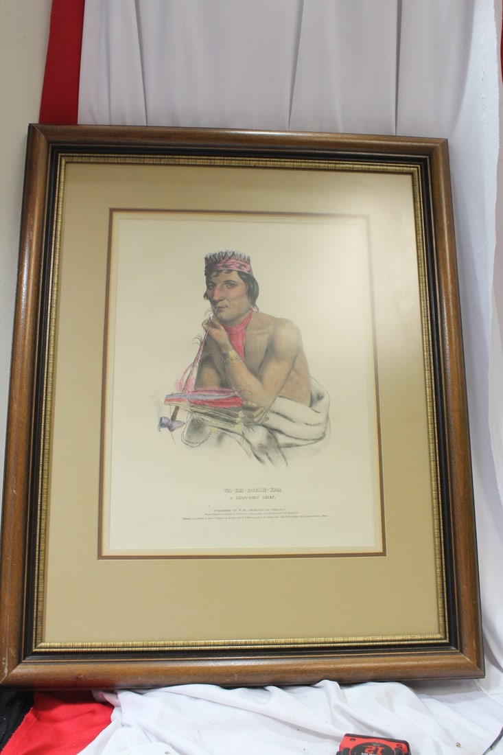 A Native American Print: Wa-Em-Boesh-Kaa: overall= 21 1/4" x 26 1/4" - sight= 11 3/4" x 15 1/2" - framed