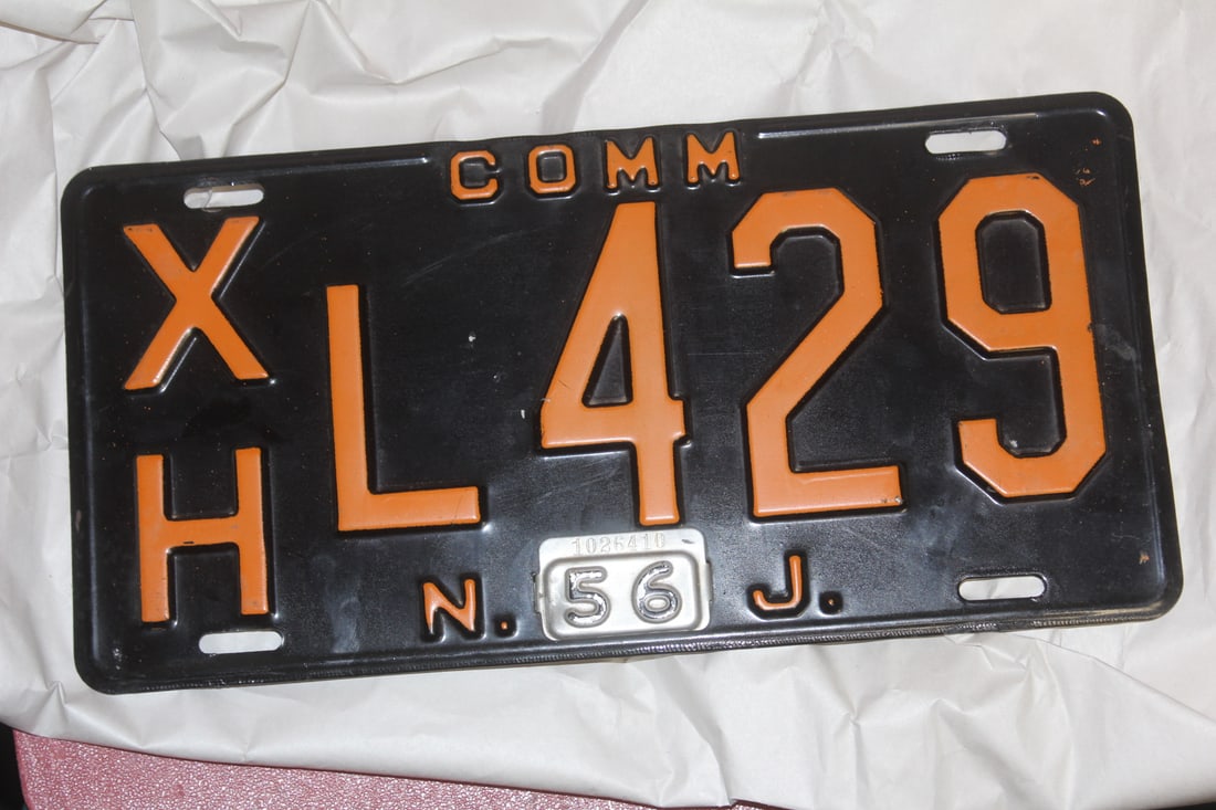 1956 New Jersey Commercial License Plate: 13 1/4" x 6 1/2"
