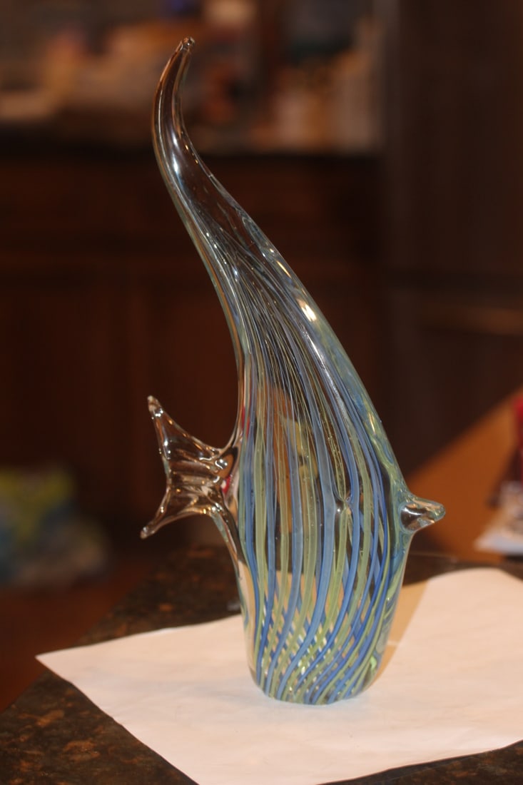 Art Glass Angel Fish: 12 1/2" tall