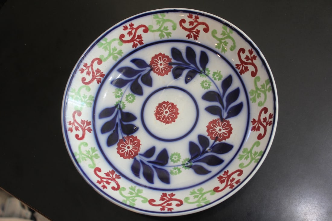 Antique Colour Flow Blue Plate (1 of 6)