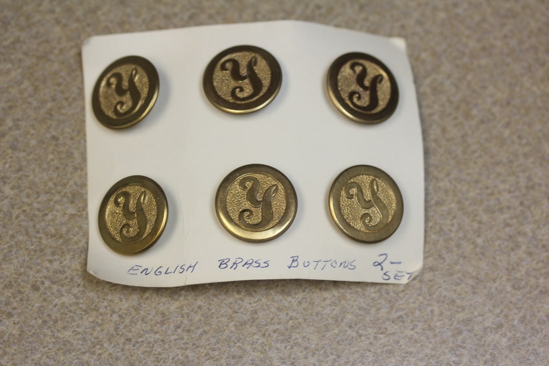English Brass Buttons: about size of a nickel each