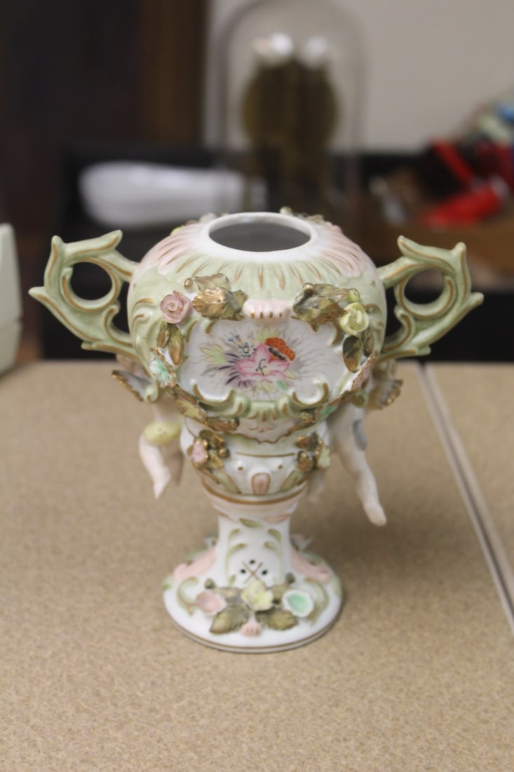Ornate Two Handle Cup: German? - 6" tall
