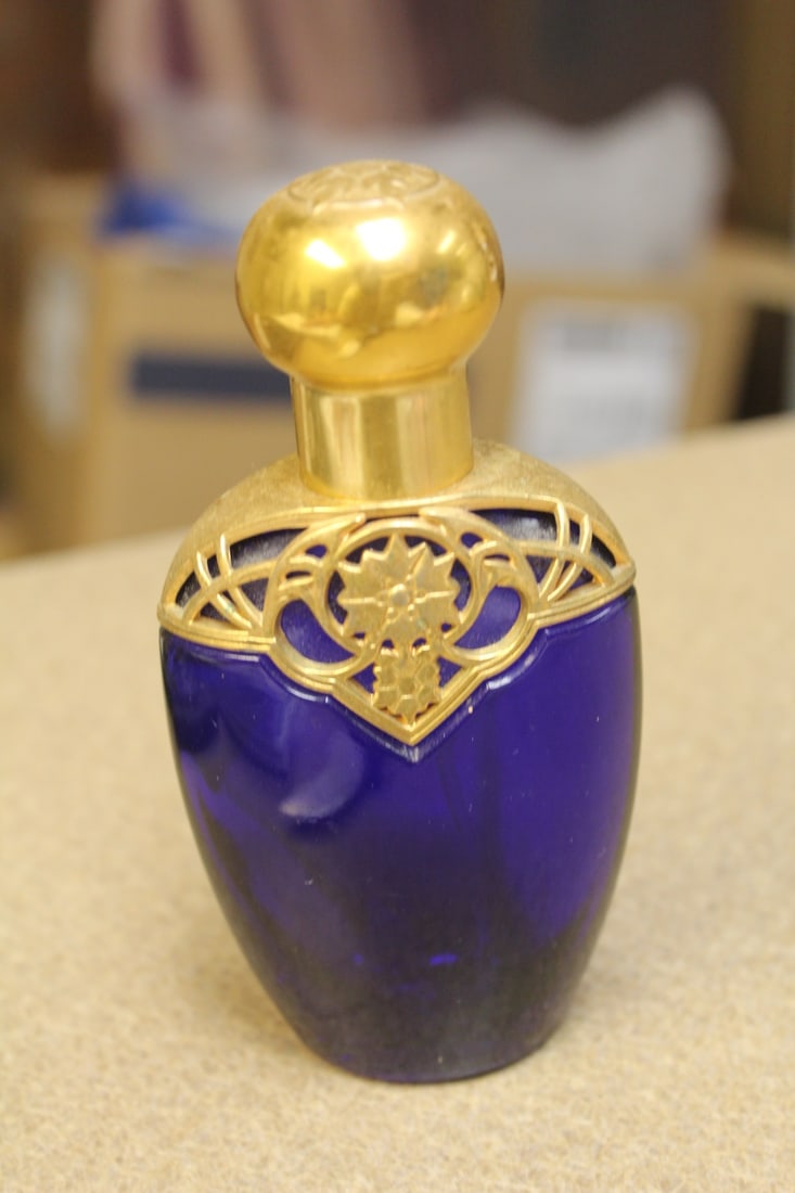 Cobalt Blue Glass Parfume Bottle: empty - 5" tall