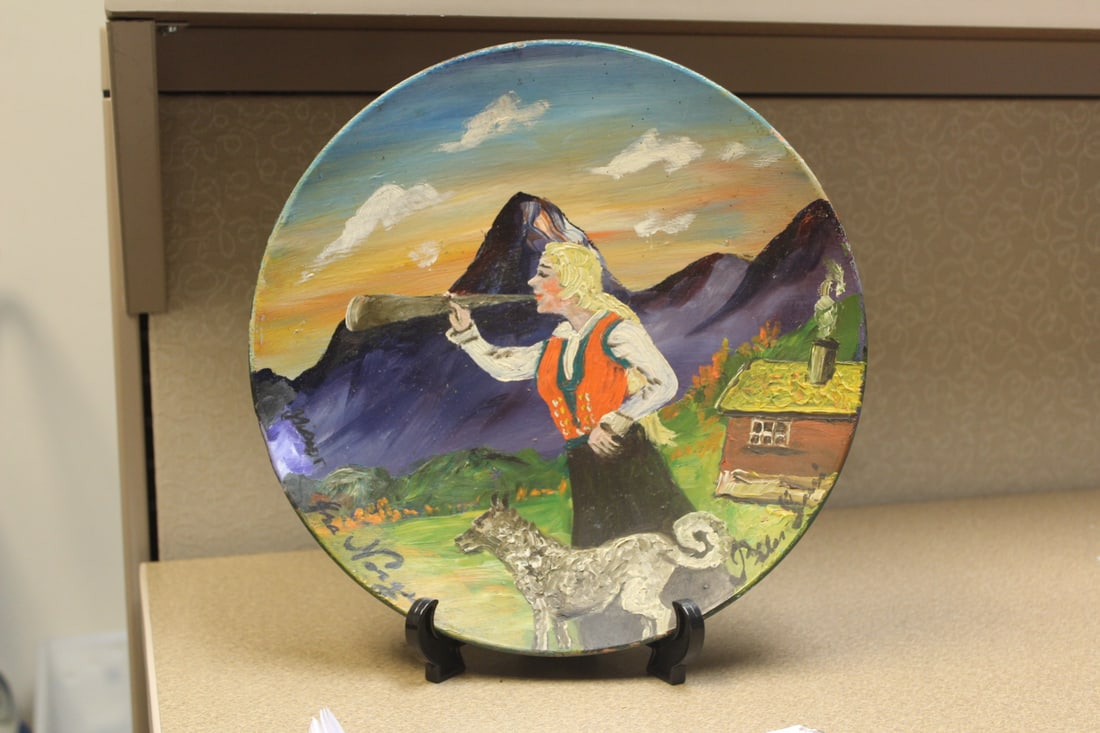 Signed Oil on Ceramic: painted on a plate - 11 1/8" in diameter - possibly Dutch