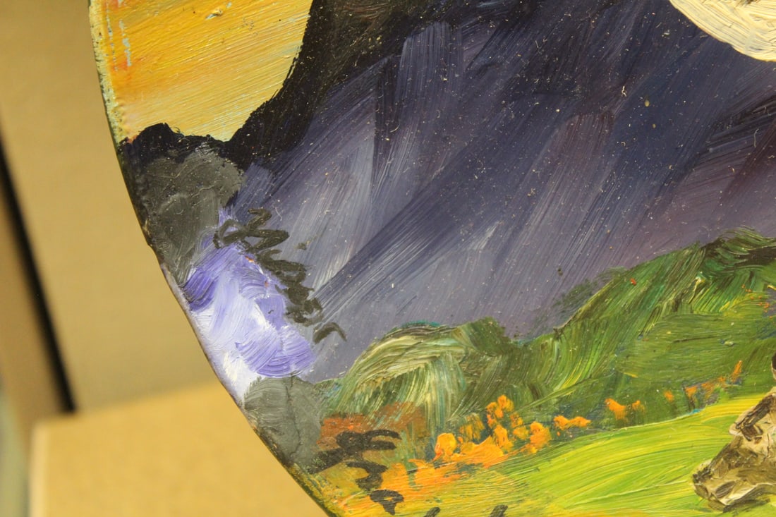 Signed Oil on Ceramic - 9