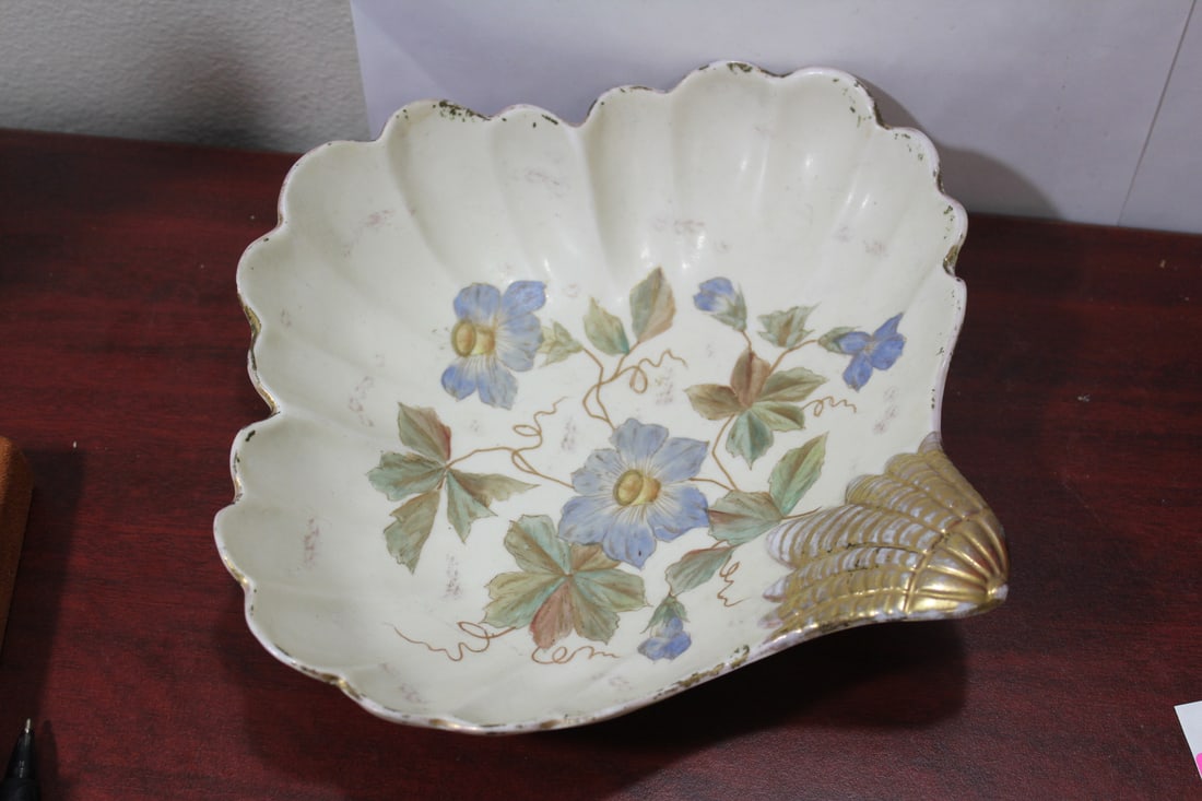 A Signed Ceramic Shell form Bowl: please note: some bottom rim roughness, not noticeable when right side up - 11" in diameter