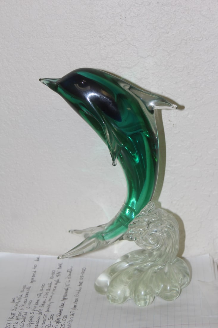 Art Glass Dolphin: 10 5/8" tall