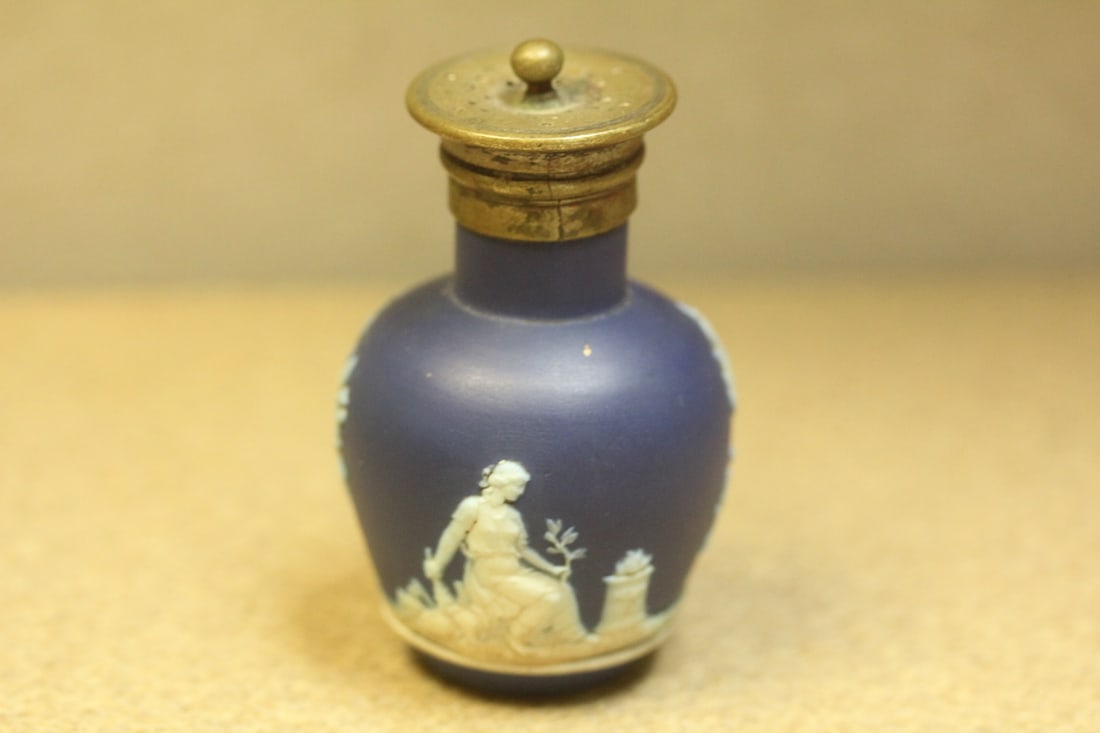 Antique English Wedgwood Jasperware Salt Container: Wedgewood? - 3 inches tall - 19th century - rare form