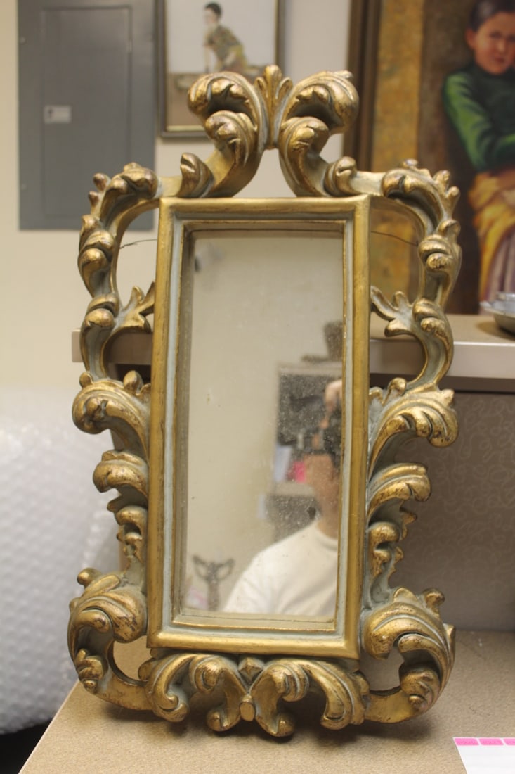Ornate Wooden Mirror: 23 inches long