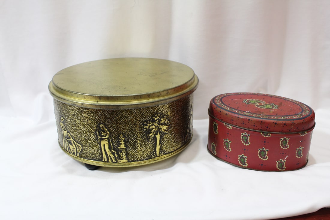Lot of 2 Tin Cans: vintage - 8" in diameter