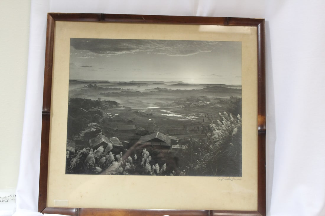 Vintage Framed Japanese Black and White Photograph: by listed artist Georges Dimitri Bosia - framed - overall= 17 1/2" x 16" - sight= 13 7/8" x 10 7/8"