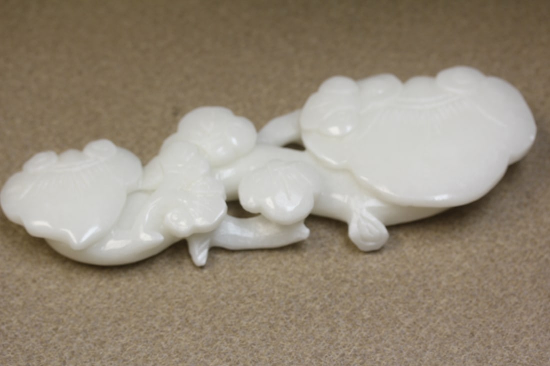 Possibly Jade Ruyi: jade or similar hard stone - 10 1/4" across