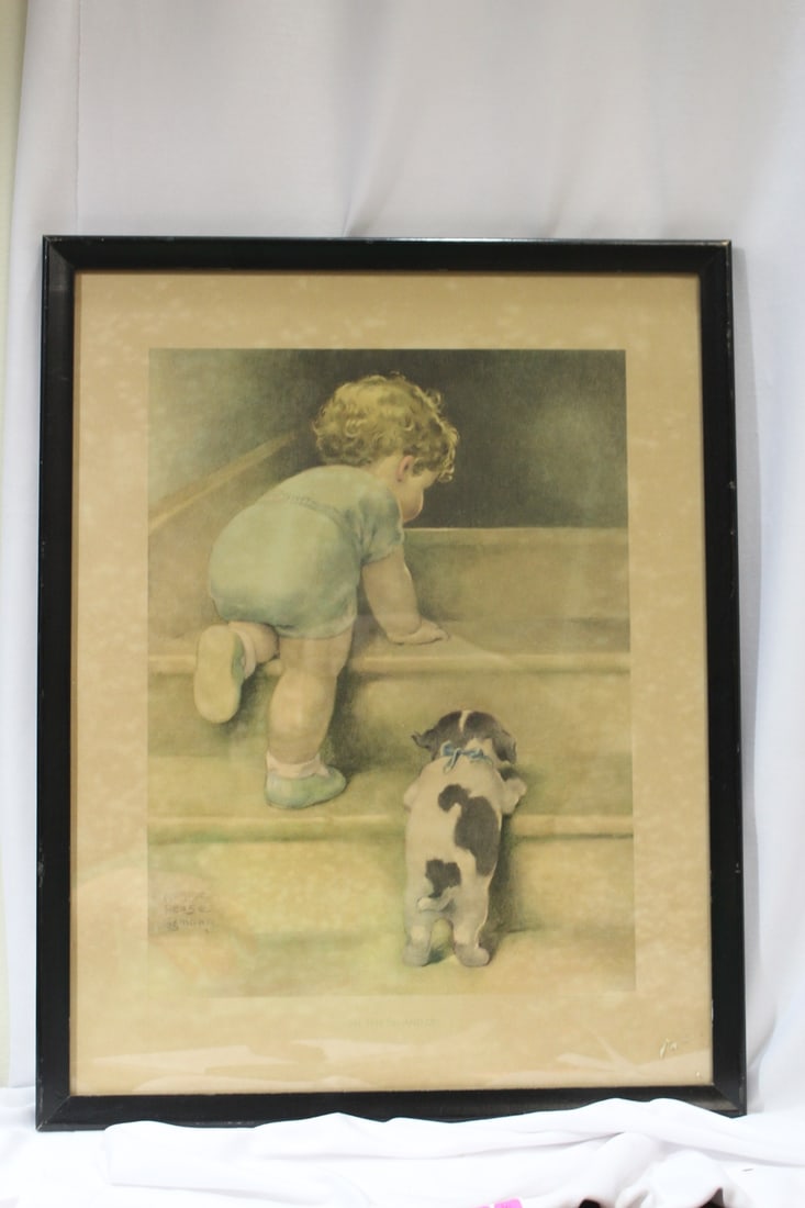 A Bessie Guttman Baby Print: 1920's - framed - overall= 19" x 15 /2"