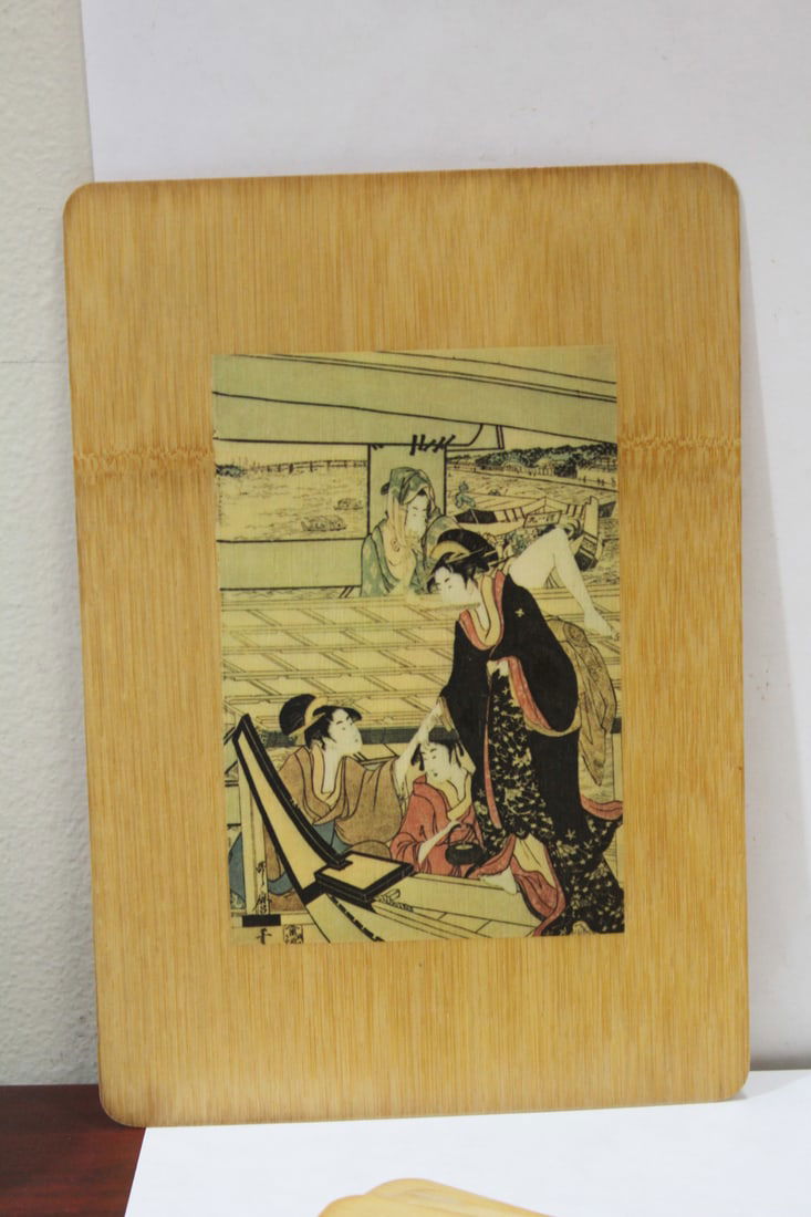 A Japanese Print on a Bamboo Panel: 11 1/2" x 8"
