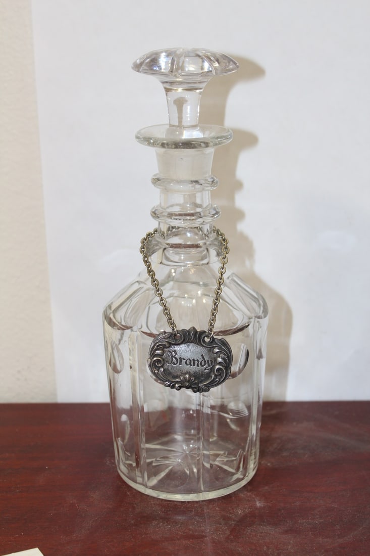 A Brandy Decanter: tab= pewter - 9 3/4" tall