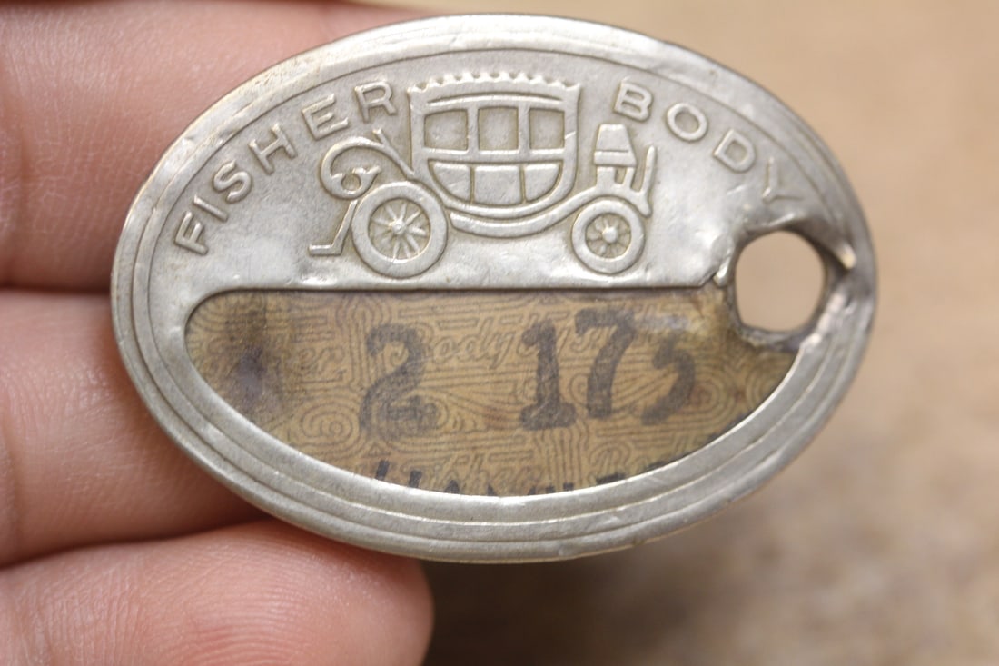 Antique Fisher Body Name Tag: as shown