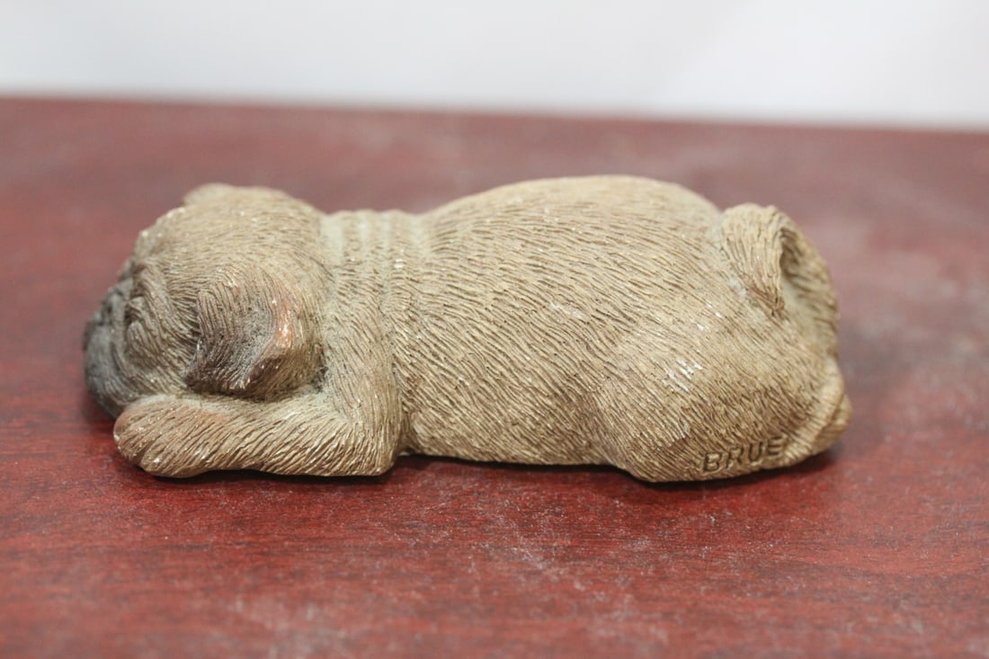 A Composite Material Sandicast Dog: signed - 3 1/2" long