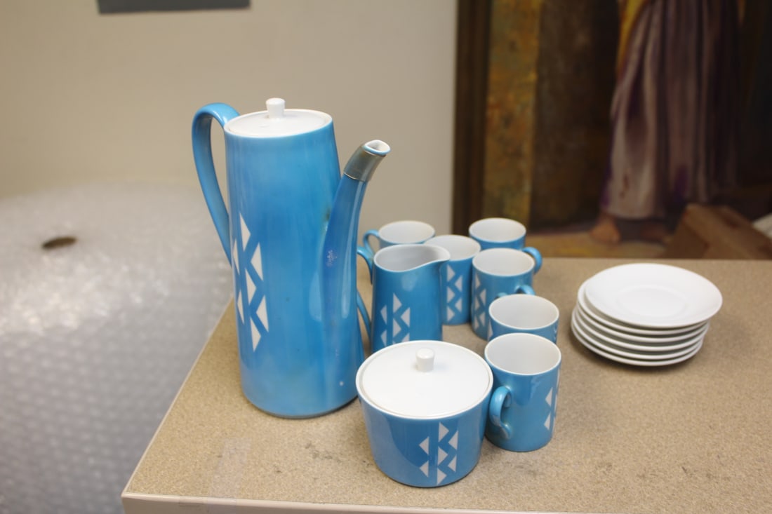 Retro Space Age Porcelain Teaset: tallest= 8 7/8" - beautiful mid century modern