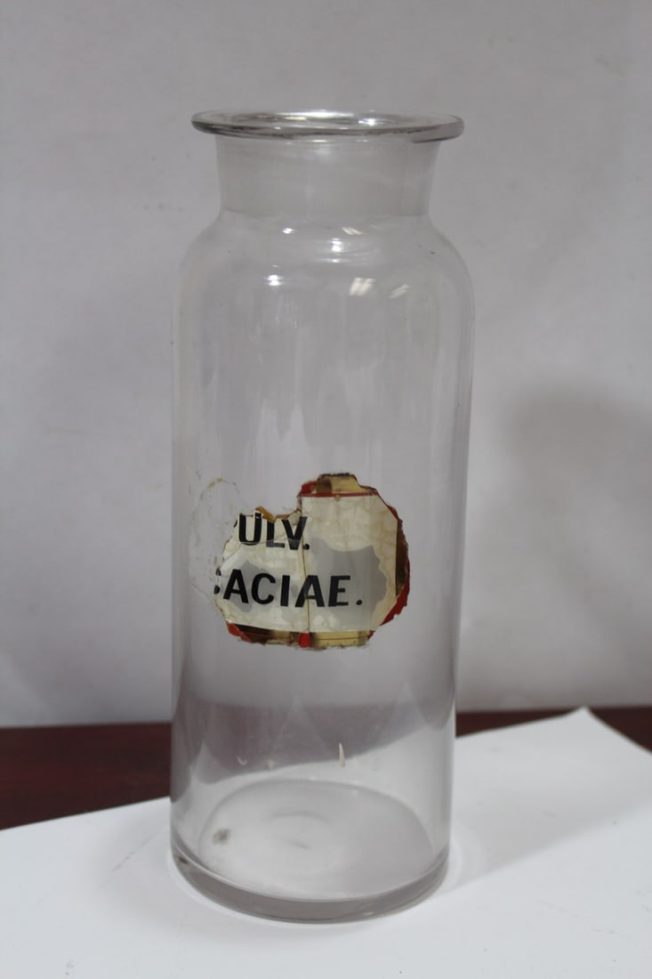 A Vintage Apothecary Cylinder Bottle: probably 19th century - 8 7/8" tall