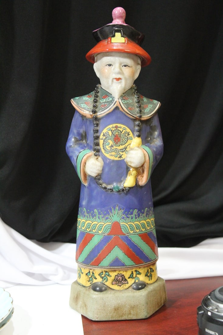 A Chinese Ceramic Emperor: 14" tall