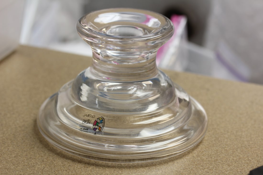 Global View Crystal Candle Holder: single piece - base diameter= 6 3/4"