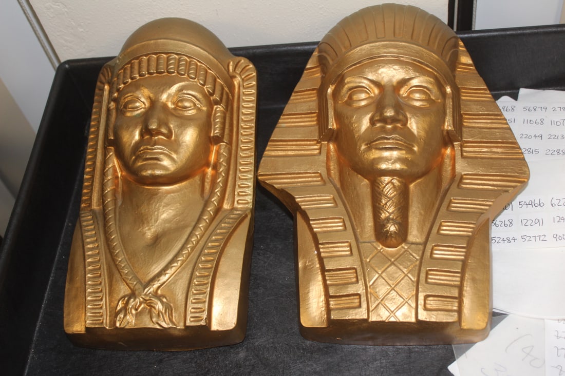 Set of 2 Egyptian Chalk Bust: 9 3/4" tall