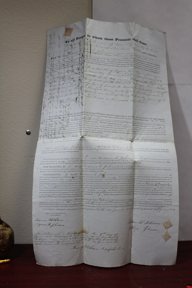 An Antique 1851 Mortgage Deed Document: as shown