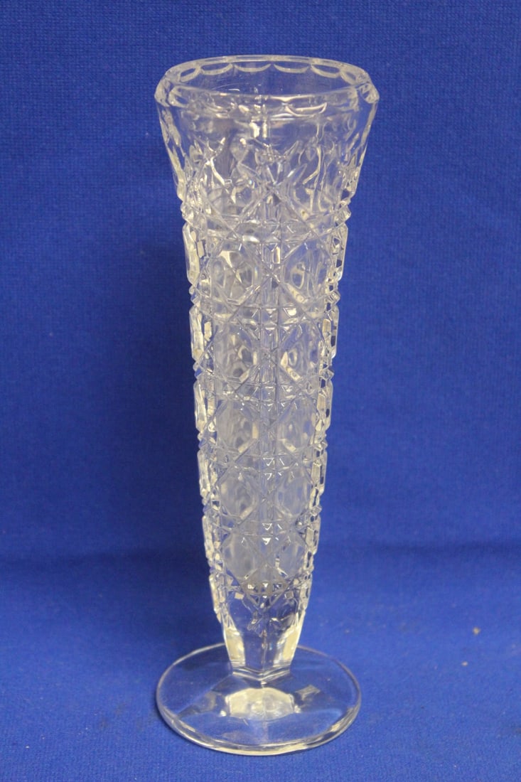 Press Glass Vase: 7 3/4" tall