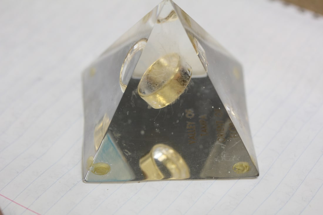 Lucite Triangle Paperweight - 2