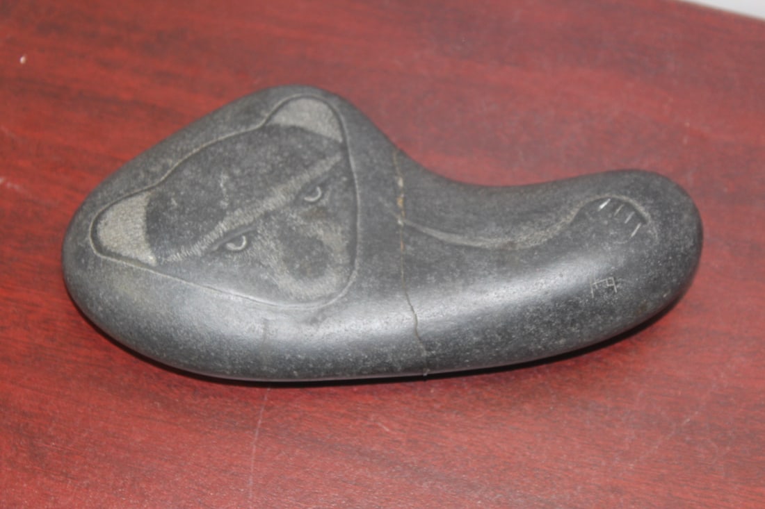 An Old Stone Etching: believed to be signed, however, brokei n half and restored - 7 1/2" across