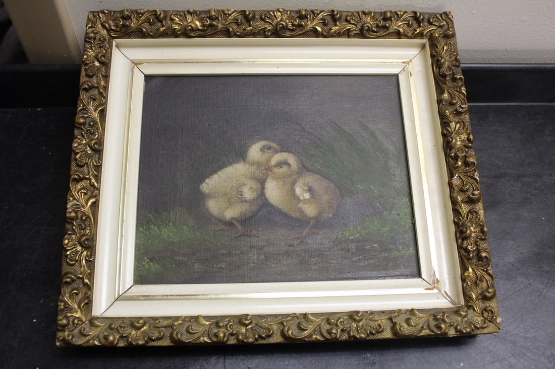 An Oil on Board Painting: no apparent signature - possibly 19th century or early 20th century - overall= 14 3/4" x 13"