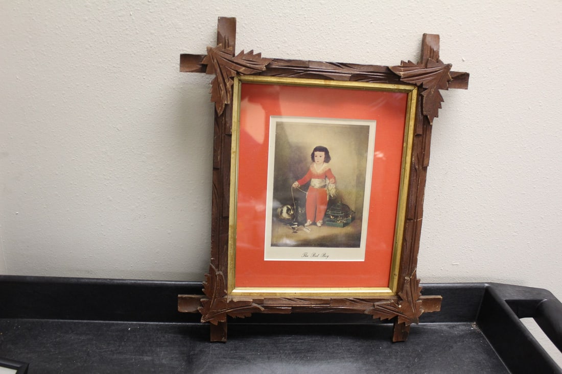 A Framed Print "The Red Boy": nicely framed - overall= 12" x 10 1/4"