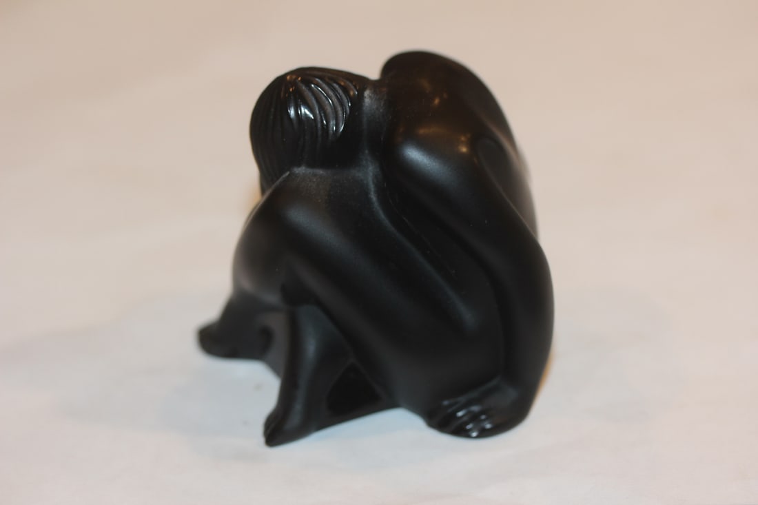 Black Lalique Nude: 2 3/4" tall by 2 1/4" wide